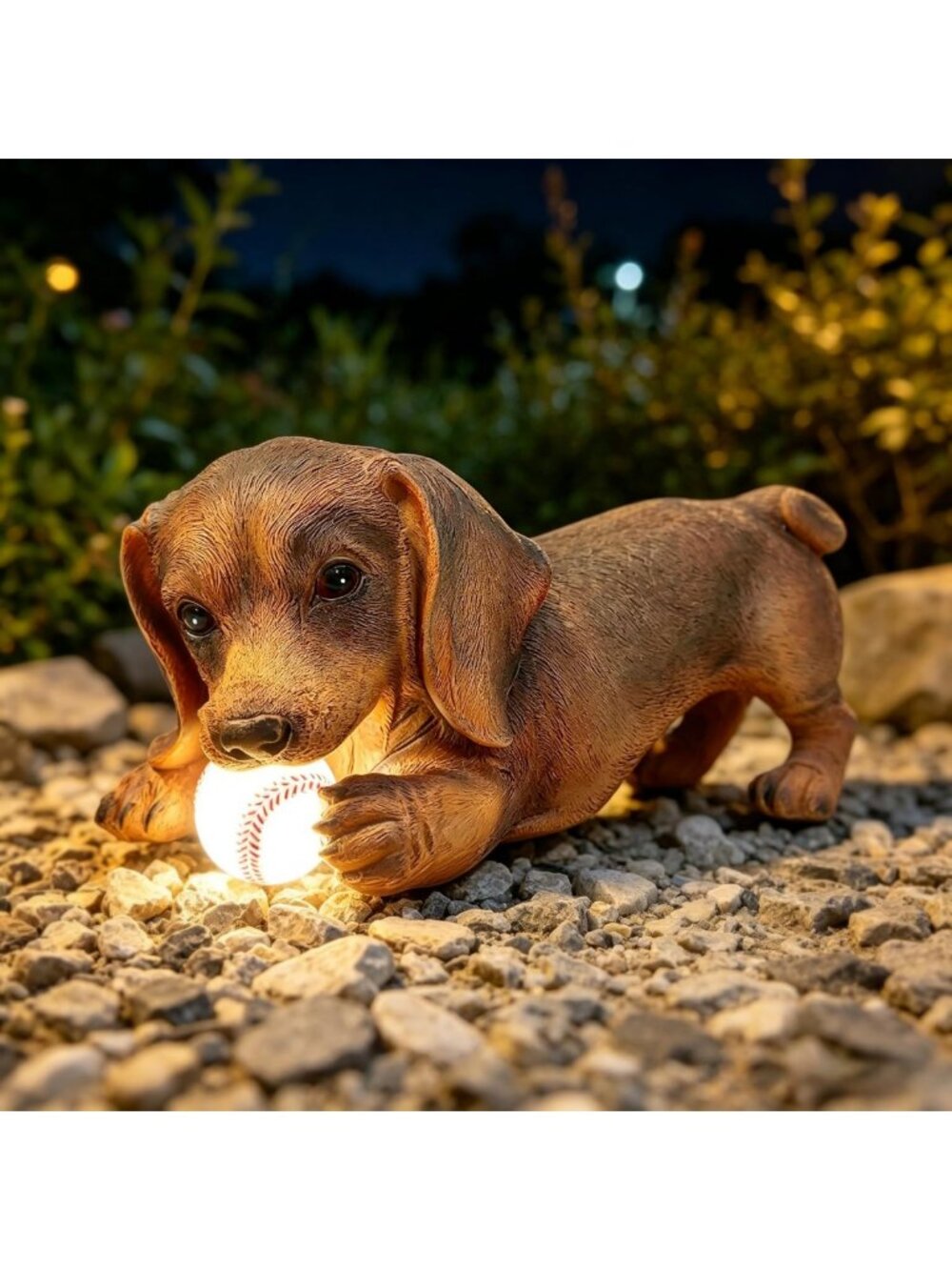 Dachshund Solar Garden Statue - Cute Weiner Dog Outdoor Decor with Lights